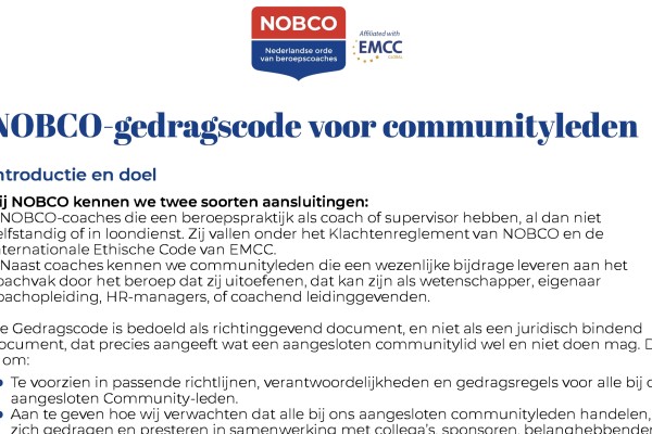 NOBCO Gedragscode voor Communityleden