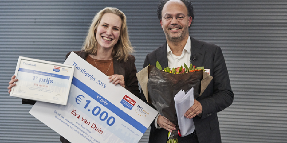 Eva van Duin is de winnaar van NOBCO Thesisprijs Coaching 2019